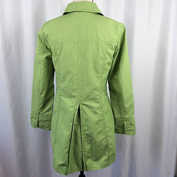 Eddie Bauer Trench Coat Womens Size XS Green Cotton Nylon Blend Mid Length - Picture 4 of 9